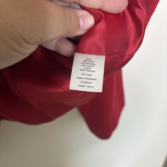 Talbots Red wool  Blend blazer 2 Button Classic Holiday Christmas Size 16 Preppy - Picture 5 of 9